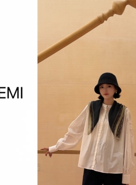 MISS RUILI 定制 2025设计感压褶圆领宽松显瘦气质衬衫女F0989