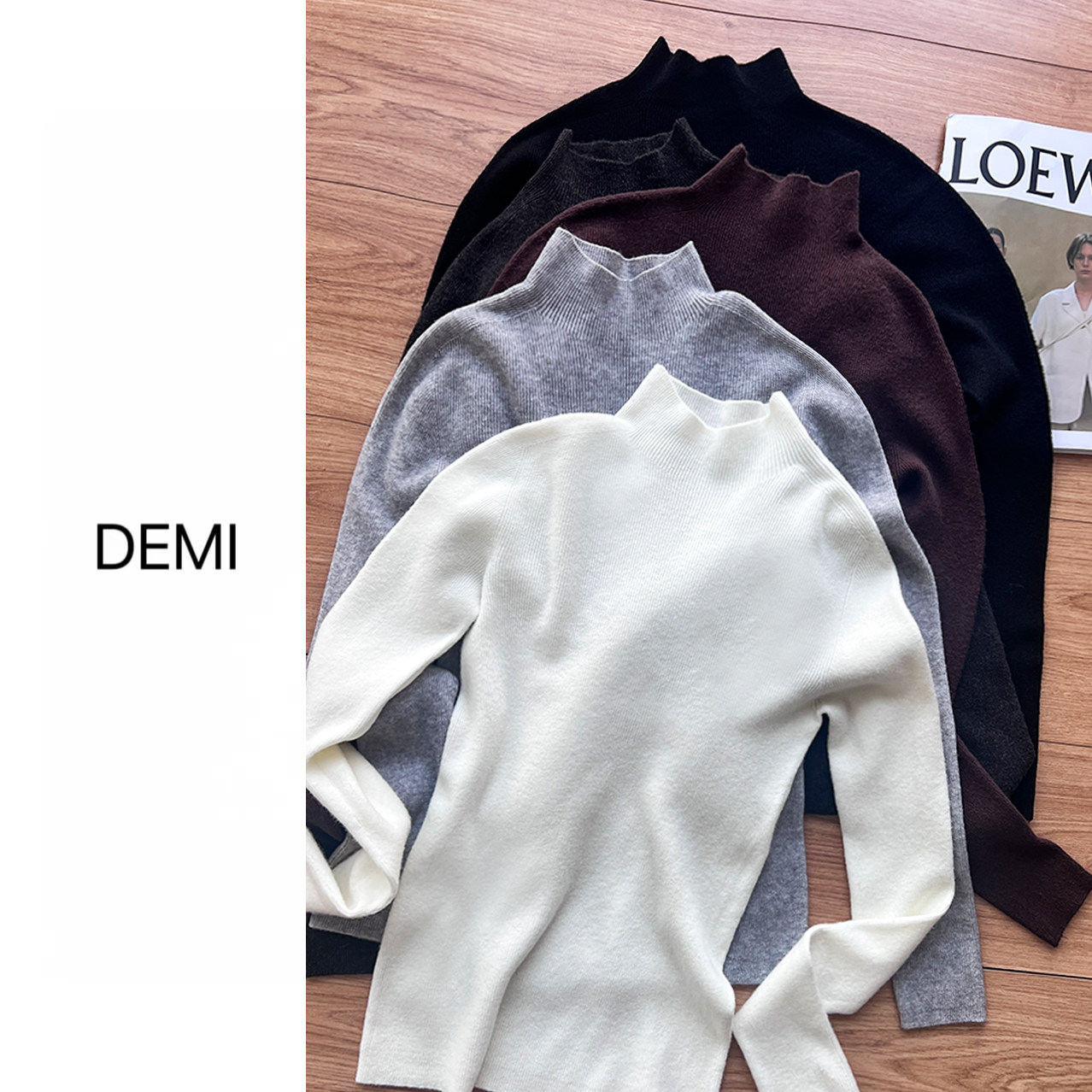 MISS RUILI 定制 新款打底衫内搭半高领毛衣修身长袖针织衫F1466
