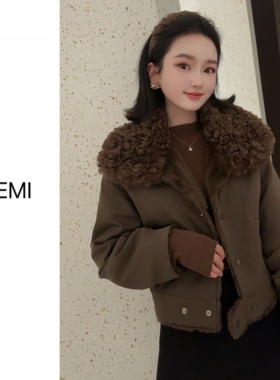 MISS RUILI 定制 冬季韩系通勤毛毛加厚保暖派克服外套F1484