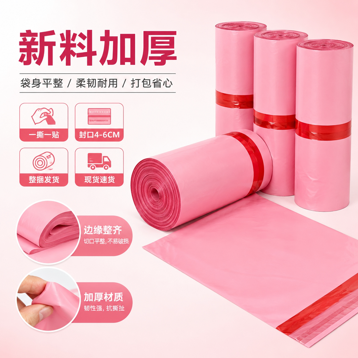 粉色加厚快递袋防水耐磨自粘打包袋服装加厚快递包装袋结实不易破