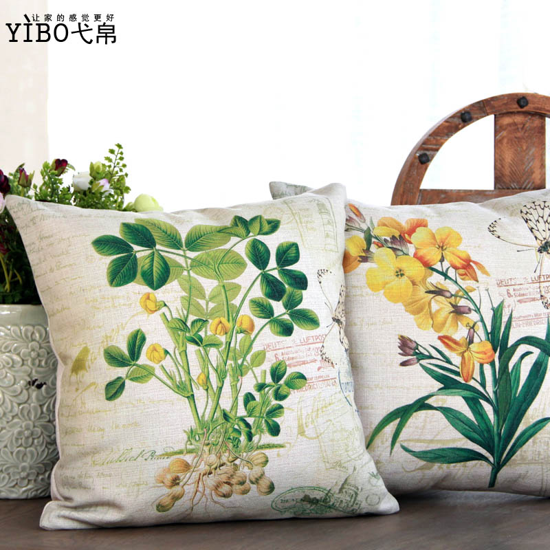 弋帛布艺 新品美式乡村 绿色主题花类系列沙发汽车 靠枕靠垫套