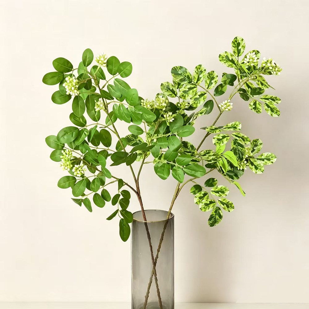 仿真绿植带果槐叶客厅花瓶装饰图片