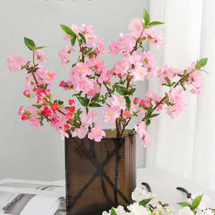 新品高档海棠樱花仿真花客厅餐桌春色假花摆件插花中式装饰花摆设