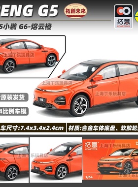 拓意XCARTOYS微缩模型合金车模玩具1/64 小鹏 G6-熔云橙色 T11-15
