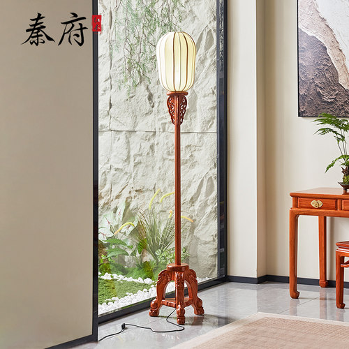 缅甸花梨明式升降宫灯红木摆件
