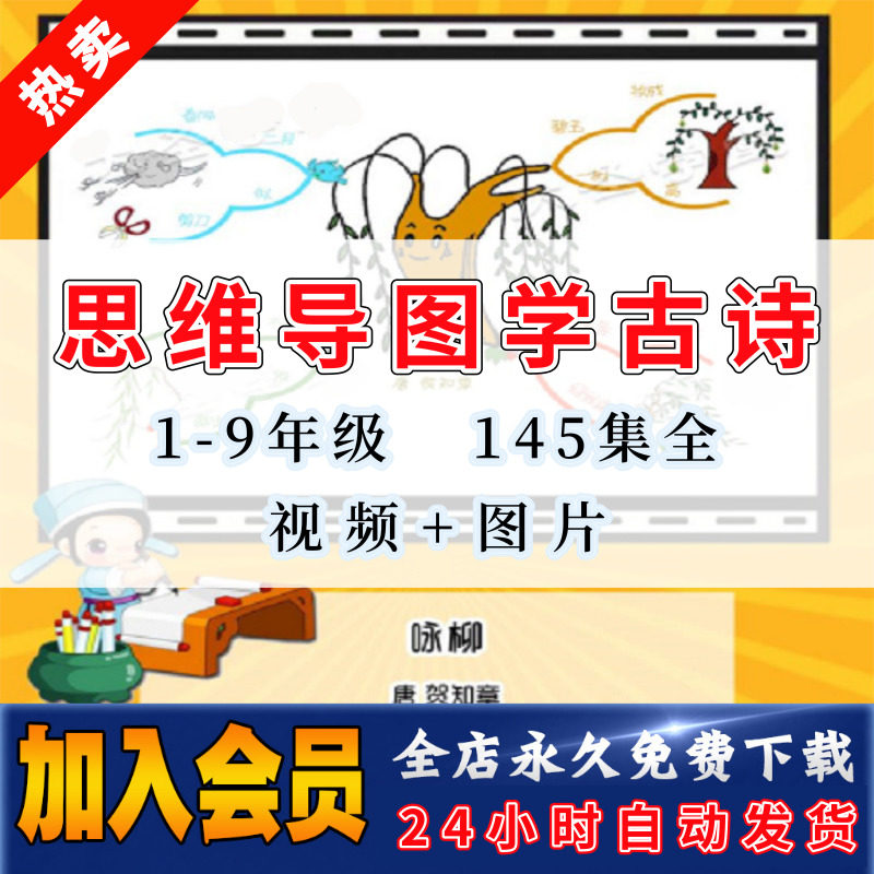 思维导图学古诗 小学初中1-9年级古诗词学习记忆MP3 MP4视频图片