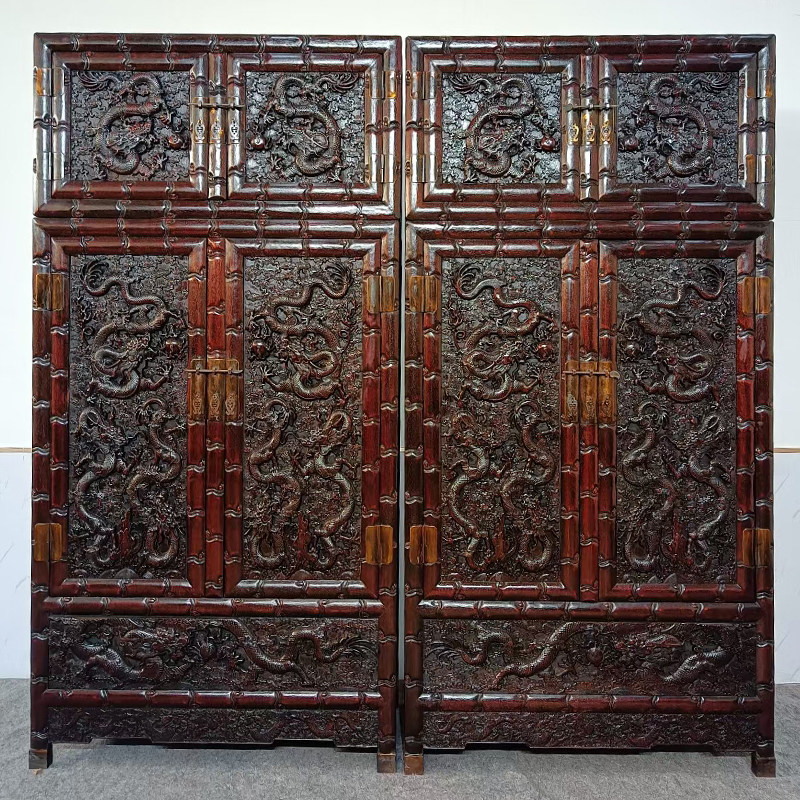 新中式仿古邵氏紫檀全实木顶箱柜红花梨雕花大衣柜明清古典衣橱柜