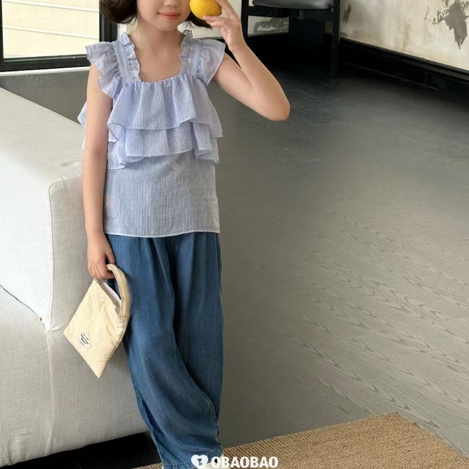 韩系25夏新款女童甜美娃娃小衫