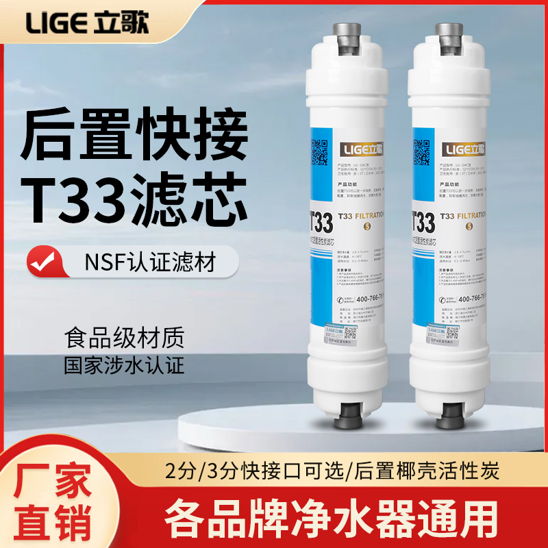 立歌后置活性炭T33一体快接滤芯