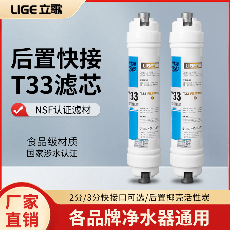 立歌后置活性炭T33一体快接滤芯