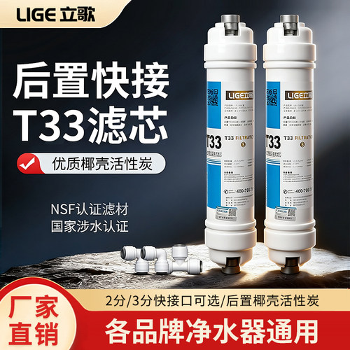 立歌后置活性炭T33一体快接滤芯