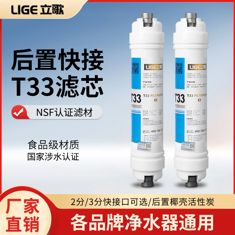 立歌后置活性炭T33一体快接滤芯