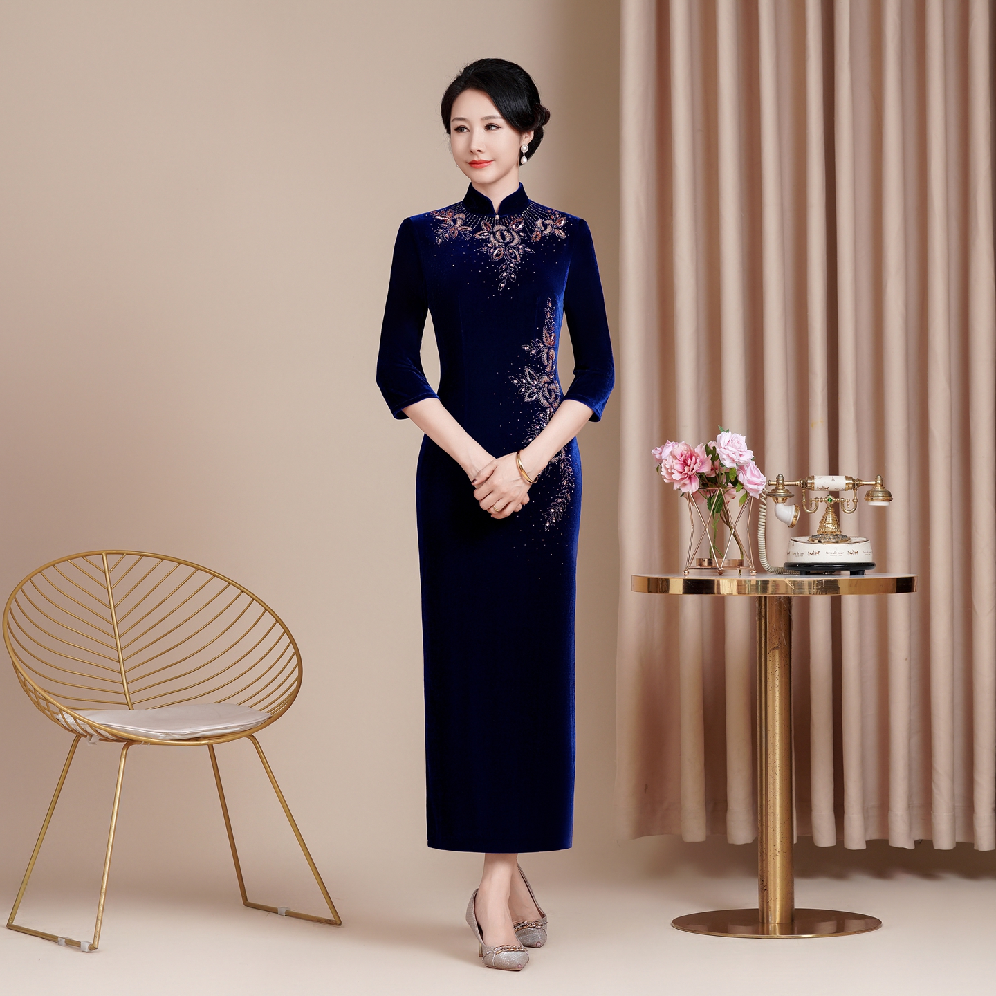 喜婆婆喜妈妈敬酒服长款妈妈大码