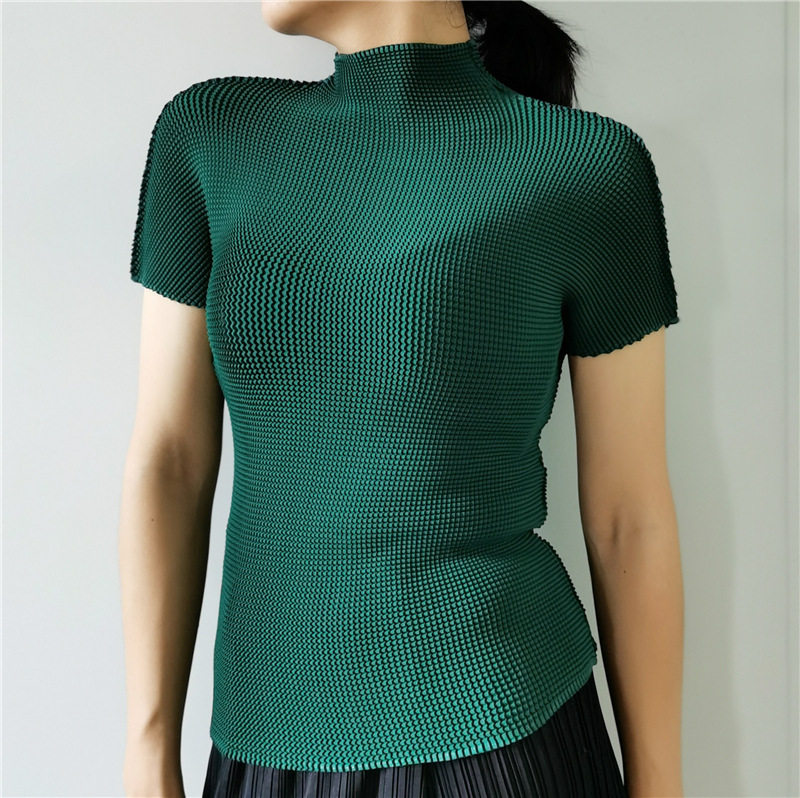 夏季豆腐褶皱上衣女T恤纯色短袖面料柔软亲肤舒服显瘦百搭打底衫