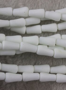 8x15mm白色磨砂琉璃陶瓷珠散珠珠子 DIY手工饰品 38cm/串 25个