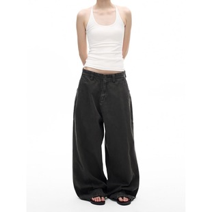 MADWITCH美式复古做旧直筒休闲牛仔裤男女宽松百搭通勤痞帅裤子潮