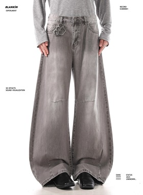 BLANKIN 美式复古做旧磨白水洗牛仔裤直筒宽松cleanfit高级感裤子