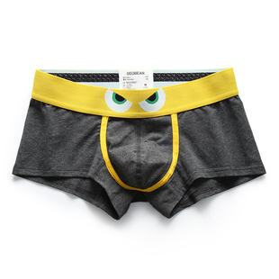 舒适运动透气U囊袋四角短裤 青年纯棉卡通可爱个性 头 平角内裤 男士