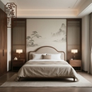 新中式 黑胡桃木实木布艺软靠床1米8主卧双人床卧室婚床样板房定