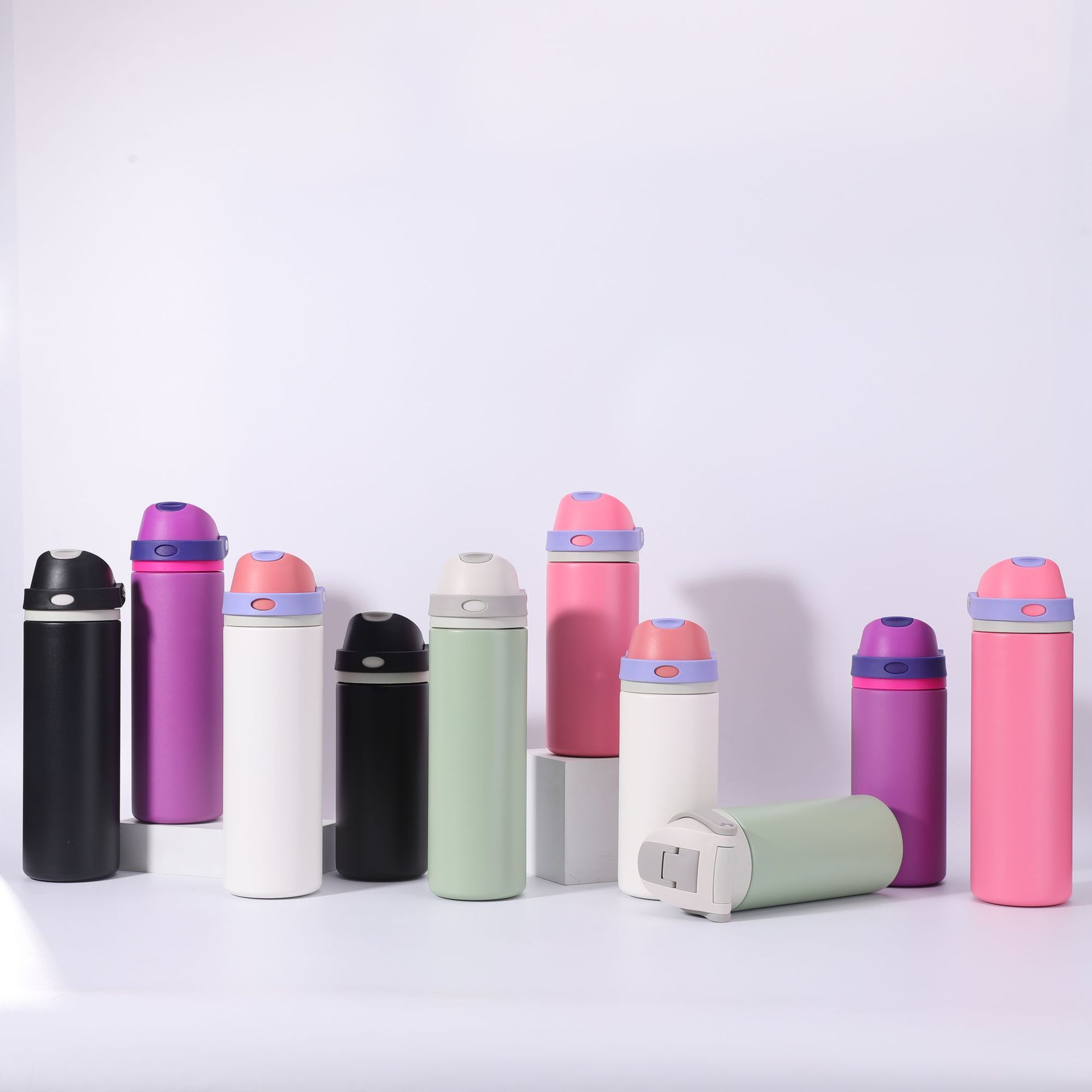 跨境316不锈钢水果杯大容量双饮弹跳杯时尚户外便运动水壶保温杯