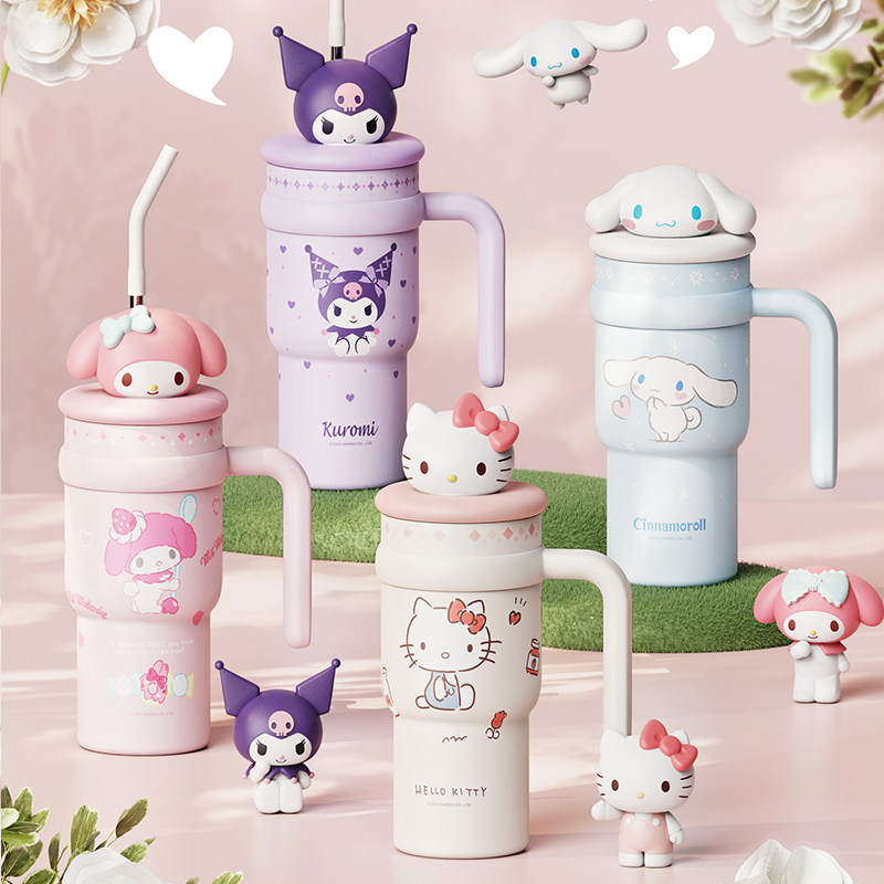 Hellokitty保温杯女生款大容量凯蒂猫保冷杯巨无霸冰霸杯吸管杯子