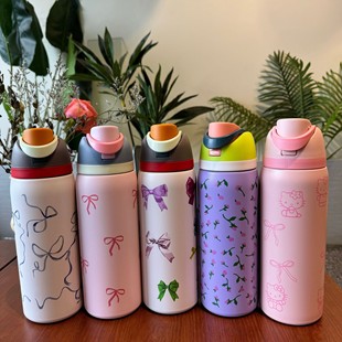 跨境Owala同款 保温杯304不锈钢水杯便携弹跳杯手提双饮杯吸管杯