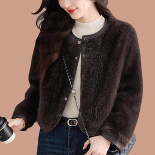 皮毛一体2025新款爆款小个子海宁皮草外套女年轻款仿貂毛毛上衣厚