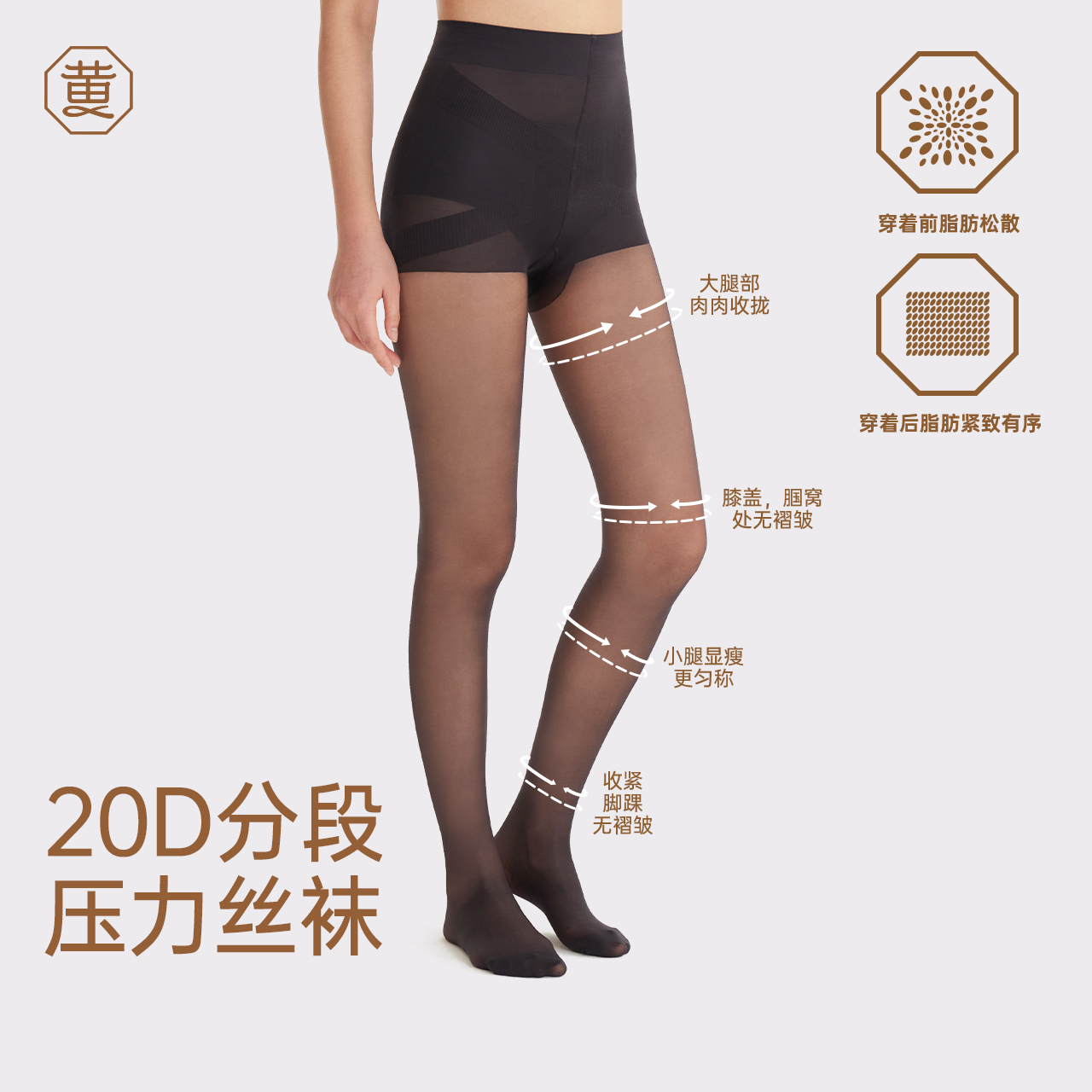 黄小姐20D分段压力袜春夏薄款