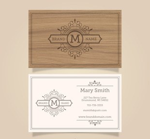 名片设计花店手绘花艺木纹花纹花卉鲜花婚庆唯美清新水彩田园印刷