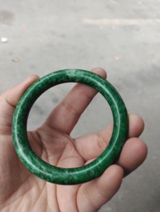 缅甸玉石干青圆条手镯祖母绿铁龙生帝王绿手环如意玉镯保平安招财