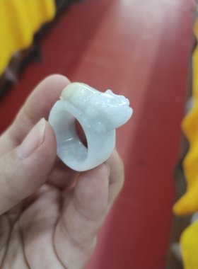 指环缅甸天然A货翡翠貔貅玉戒指油青翡翠戒指扳指招财神器