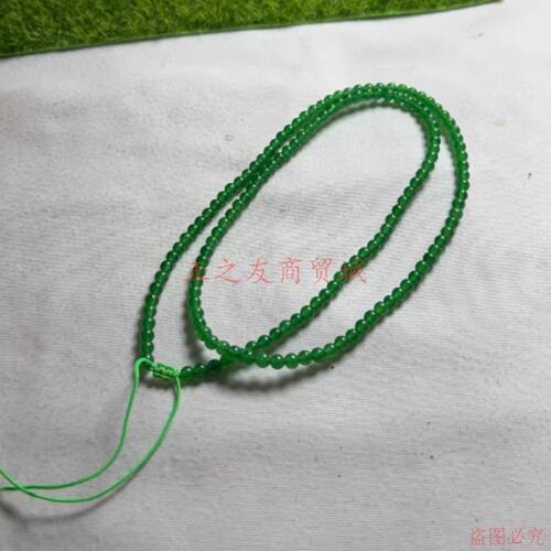 新款精品高冰石英岩翡翠色项链新中式国风款绿色小米珠圆珠项链