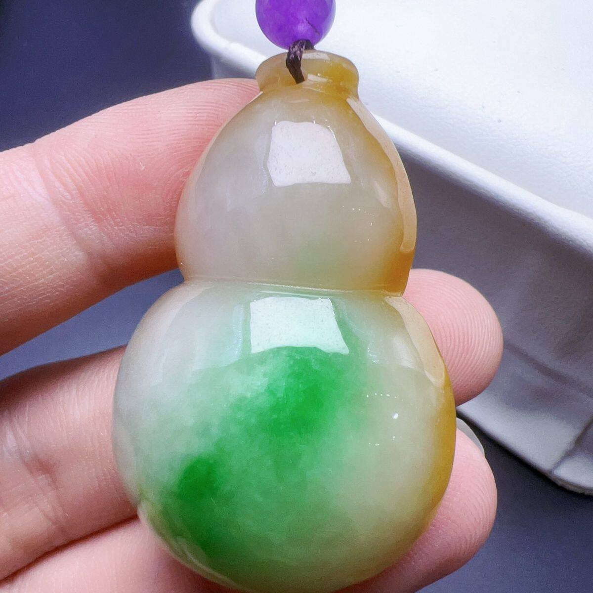 缅甸天然纯天然翡翠老坑糯种玉石男女精雕项链葫芦吊坠挂件