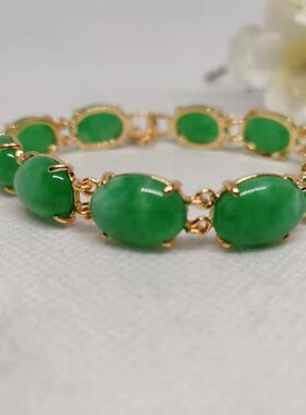 新款马来玉手链干青色韩玉手链金镶玉手串玉器礼品