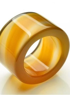 天然冰种绿玛瑙扳指直筒绿玉髓加宽戒指白色玉石指环宽版