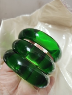 天然正品冰种祖母绿女款手镯满绿玻璃种葱岭玉女款手镯