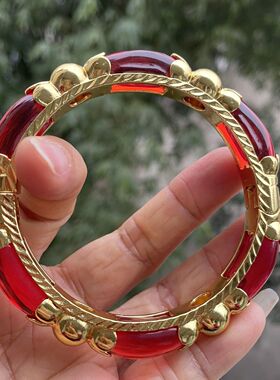 复古民族宫廷风小众宫里花丝手镯子女百搭古法鎏金生日礼物内径58