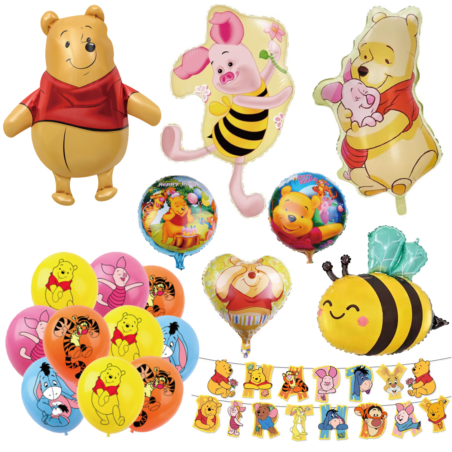小熊维尼主题生日布置Winnie气球