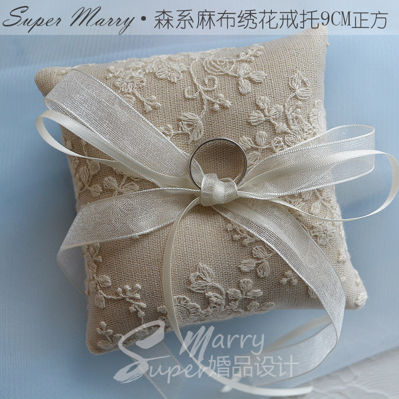 欧式迷你求婚戒枕 麻布戒托 森系戒指托 婚礼戒枕 ringpillow