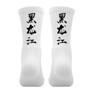 省份城市名袜子定制印文字个性袜篮球运动袜男毛巾底黑龙江哈尔滨