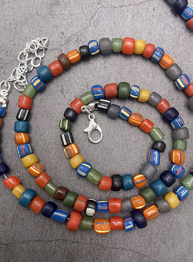 非洲贸易珠 小米琉璃珠混色项链  夏天百搭饰品配饰 文玩diy散珠