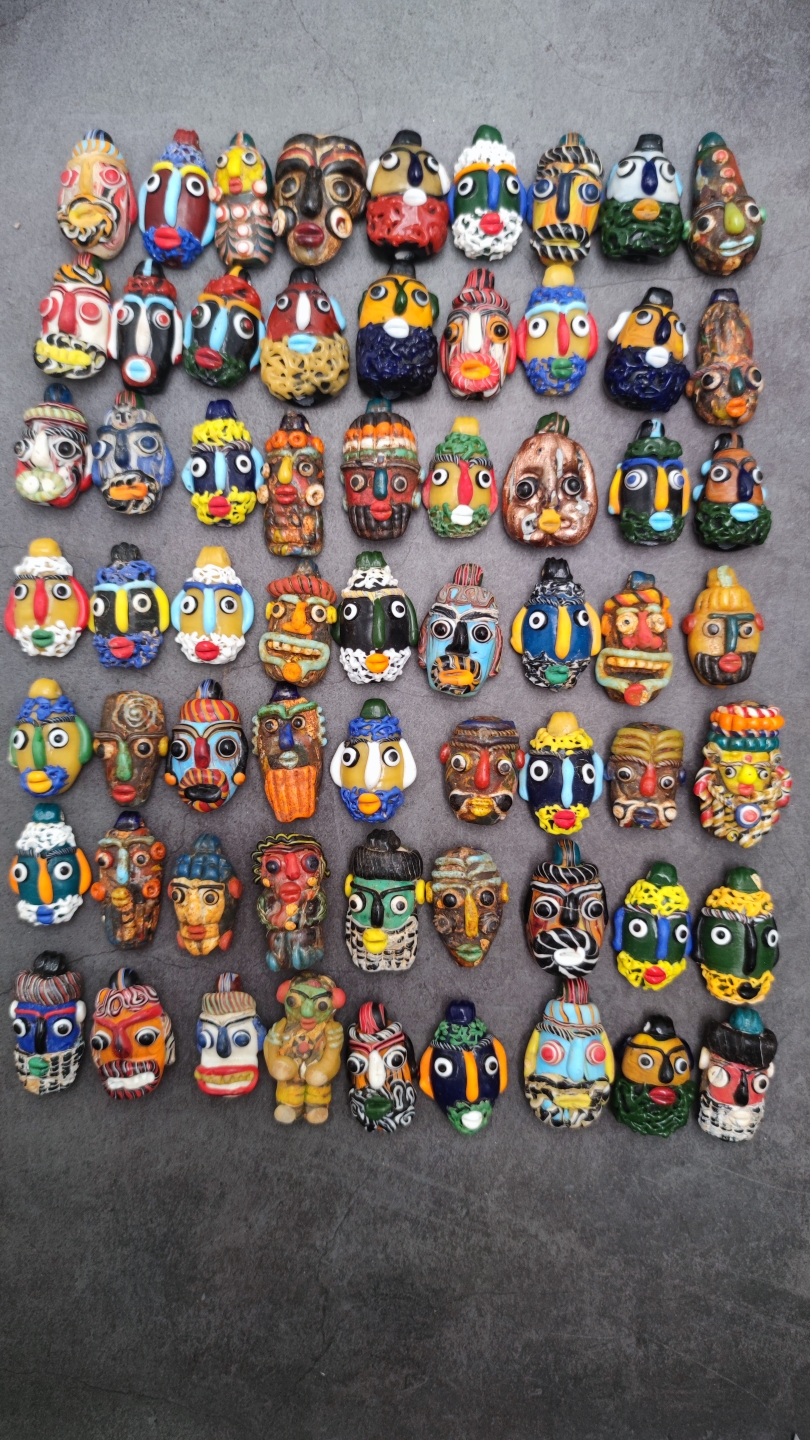 腓尼基人面琉璃娃娃项链手链吊坠 diy手工编织串珠 买送藏绳