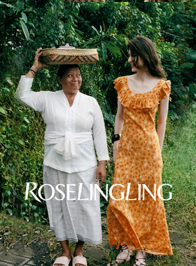 ROSELINGLING原创希望花长裙碎花连衣裙18姆米真丝双皱海岛度假裙