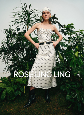 ROSELINGLING自然雨波_仿真丝缎面波点45度斜裁通勤感度假半身裙