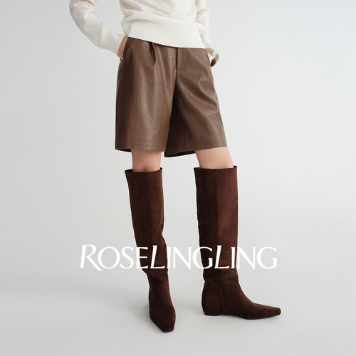 环葆PU皮革自然挺阔羊毛廓形中裤