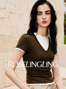 ROSELINGLING【超模T】面膜质感兰精天丝料 修身V领版正肩T恤上衣