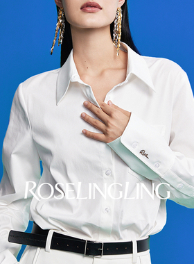 RoseLingLing四季刚需  镇店精梳新疆棉优雅刺绣简约廓形长袖衬衫