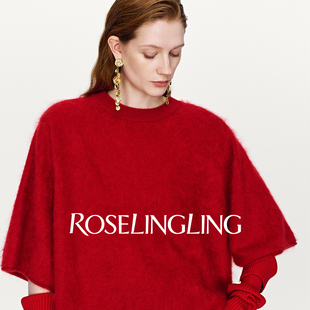 ROSELINGLING雪域软黄金臻奢山羊绒拉毛工艺宽松套头上衣袖 套套装