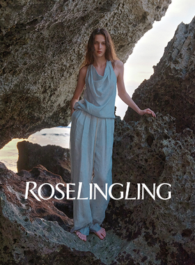 ROSELINGLING亚麻系列 色织条纹/提花领背心+直筒空气裤度假套装