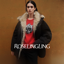 【明星同款】ROSELINGLING花苞毛领羽绒服仿皮草派克服羽绒外套女